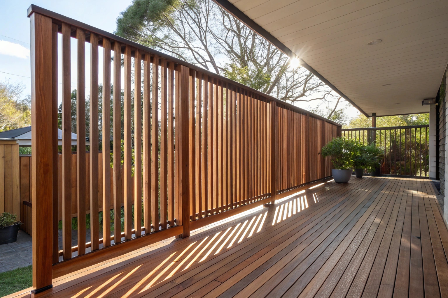 Custom timber privacy screening installation on Hobart residential property