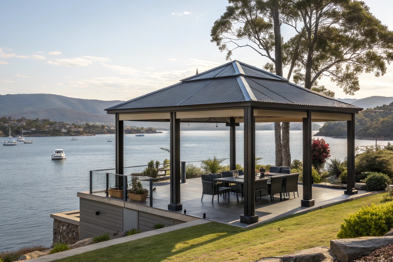 Custom gazebo design Hobart - waterfront property outdoor pavilion