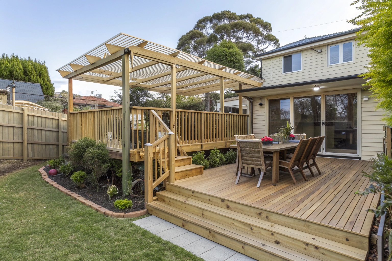 Treated pine timber decking for Hobart family home